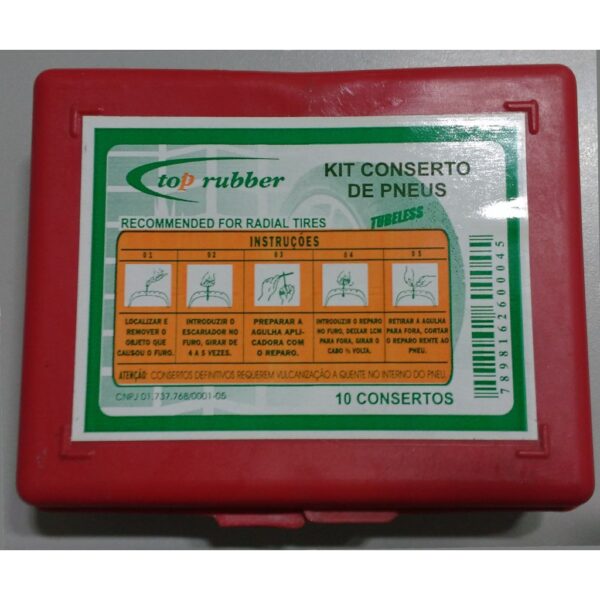 KIT REPARO DE PNEU SEM CÂMARA MOTO TOP RUBBER